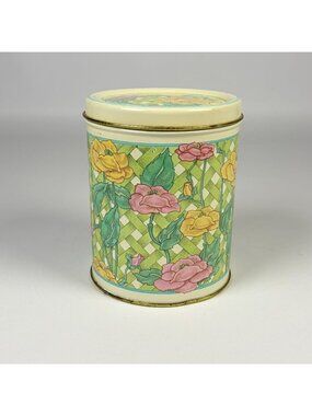 Vintage Jean Nate Dusting Powder Tin with 2 Puffs Floral No Powder